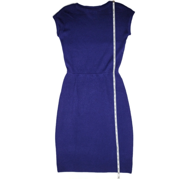St john royal blue cap sleeve knit sweater dress - Picture 4 of 6
